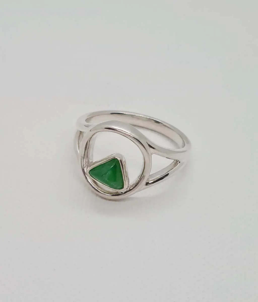 Triangle Jade Sterling Silver Ring